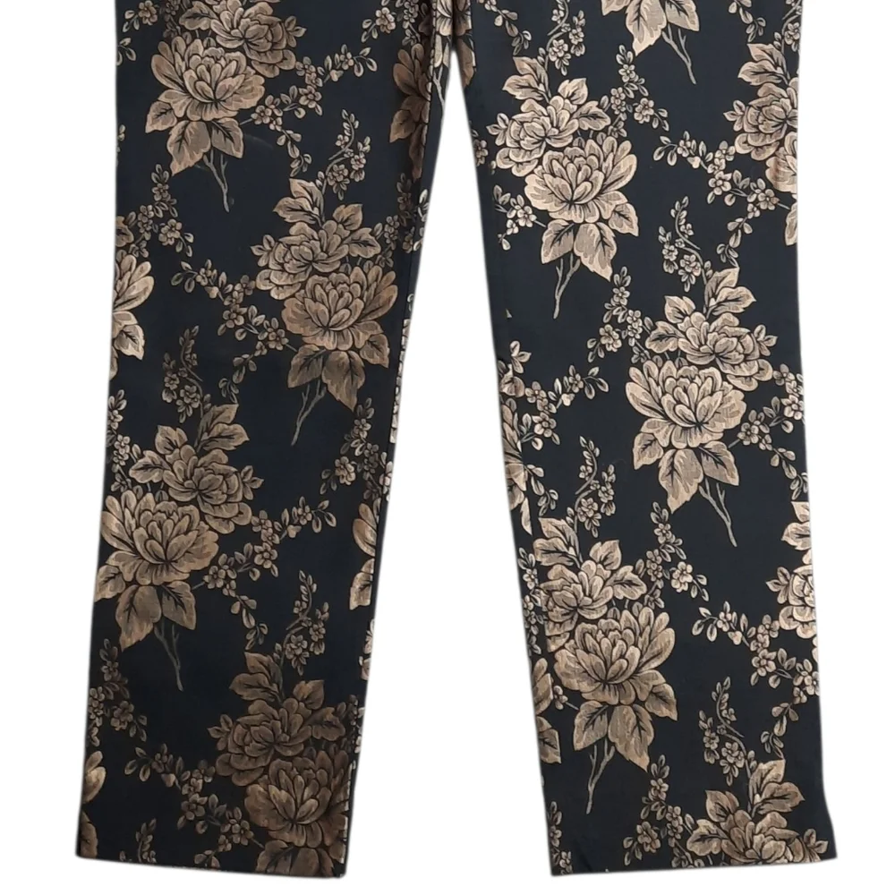 Chico's So Slimming Brigitte Gold Floral Slim Ankle Pants SZ 1.5/10 - Picture 2 of 10